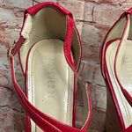 Forever 21 Red Peep Toe Ulta High Patent Leather Wedges with Cork Platform Photo 2