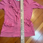 Anthropologie Leifsdottir Linen Pink Bow Ruffle Cardigan Tie Top Extra Small Photo 5