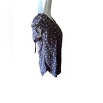 LC Lauren Conrad Lauren Conrad Polka Dot Tie Back Blouse Women's S Gray Pink Cap Sleeve Photo 3