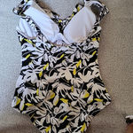 DKNY Women Floral Piece Swimsuit - Black, White, Yellow Size XL Photo 10