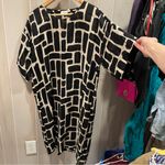 Cute Masai oversized shirt dress monochrome brick cow print sheer flowy Scandi Black Size M Photo 6