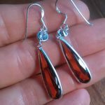 Simulated Red Diamond Sterling Silver Dangle Earrings Photo 9