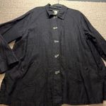 J.Jill  Linen Button Front Jacket Womens Size M Black Lagenlook Photo 0