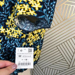 ZARA Ruffle Frill Crop Top Navy Blue Floral Print Photo 5