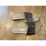 Unisa Leather Sandals Shoes Womens Size EU 38 Bronze Slide Slip-On Low Heel Pebbled Photo 5