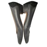 Salvatore Ferragamo  Vintage Leather Pump Shoes‎ Size 8.5 Gray Black Block Heel Photo 4