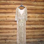Mac Duggal Womens Plus Size Beaded Sequin 3/4 Sleeve Gown Rose Gold 4857 Photo 11