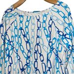 J. McLaughlin  Women’s Size S White Blue Chain Link Catalina 3/4 Sleeve Dress Photo 2