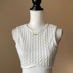 SheIn | White Sleeveless Cropped Zipper Back Cable Knit Sweater Sz 4 Photo 0