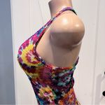 NYC women’s L mesh swim coverup Multicolor Knit Fabric Tye dye side slit Red Size L Photo 5