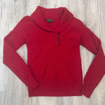 Ralph Lauren Lauren Red Shawl Collar Button Accent Knit Sweater Size S Photo 0