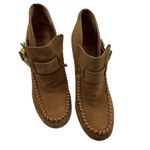 Tory Burch Womens Belen 9.5 Suede Stiletto Ankle Boots Booties Tan Camel Buckles Photo 1