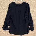 Coldwater Creek Imperfect black blouse large basic top roll tab sleeves minimal Photo 1