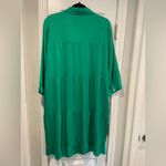 NWT Toofan Size 2X Jade Green Long Sleeve Pearl Button Front Tiered Shift Dress Photo 4