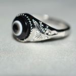 Source Unknown Thrilling Black/Gray (Insight) Evil Eye Silver Tone Etched Band Sizes 8& 11 Ring Photo 2