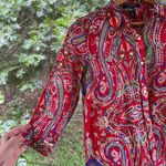 Ralph Lauren Lauren Women's Vintage Red Paisley Button Down Top Size PM Photo 2