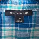Tommy Hilfiger  Blue Plaid Double Layer Contrasting Cotton Shirt Women Large Photo 4