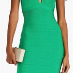 Herve Leger NWT‎  X Front Halter Cross Neck Dress Bodycon Bandage Green Opal Photo 0