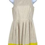 Gap Linen Blend Sleeveless A-Line Dress Size 0 Beige Yellow Colorblock Photo 0