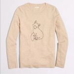J.Crew  Fox Teddie Sweater Embroidered Wool Tan XXS Preppy Quiet Luxury Chic Twee Photo 0