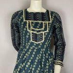 Idaho Clothing Indian Dress Maxi Scarf Set Dots Stripe Medium Cut Out Green Gold Photo 6