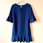 Charles Henry  | Navy Blue Flutter Sleeve Ruffle Hem Shift Dress Sz L Photo 3