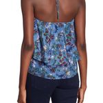 Alice + Olivia  Marybeth Blue Floral Layered Halter Top Silk Blouse Womens Size M Photo 2