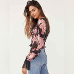 Free People  Floral Lace Ruffle Top Women's Small Photo 3