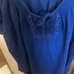 Jason Maxwell FINAL MARKDOWN  Blue Smocked 
peasant blouse 2x Photo 1