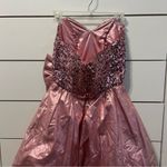 Pink Sequin Strapless Bow Dress Size 6 Photo 3