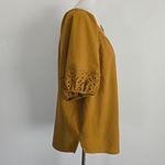 Old Navy  Ochre Lantern Sleeve Linen Blend Eyelet Detail Blouse Size XL Photo 4