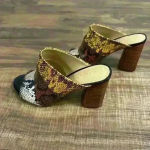 Gibson Latimer  Snakeskin multicolor Leather mule block heels Sz‎ 7 Photo 6