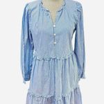 J. Crew Striped mini blue and white l dress with ruffle trim size 8 Photo 0