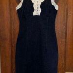 Fashion Bug Vintage Y2K Stretch Ruffle Denim Lace Summer Dress M Made in USA Photo 0