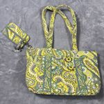 Vera Bradley Tote Shoulder Bag & Coin Purse Lemon Parfait Yellow Gray Paisley Photo 10