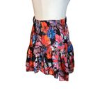 LoboRosa Floral Mini Skirt in Black Small Womens Floral Satin Tiered Photo 5