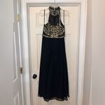 Scala Vintage Black and Gold Beaded Long Formal Dress Size XL Photo 4