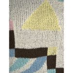 sweater vintage 1980s pastel geometric blue yellow pink Size L Photo 4