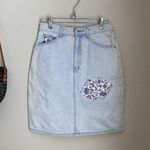 VINTAGE 80’s Floral Print Denim Pencil Skirt, Size 7 Pink Photo 1