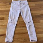 ZARA pink distressed straight leg jeans Photo 0
