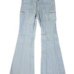 PacSun  Low Rise Cargo Ribbed Denim Flare Light Blue Jeans Pockets Size 26 NEW Photo 0