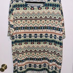 LuLaRoe XL LLR Irma Tee with Blue, Green, and Red Aztec Print Photo 0