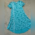 Lularoe Carly dress, turquoise and white floral pattern, jacquard knit size XXS Photo 5