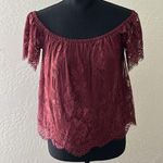 American Eagle NWT  Maroon Lace Off Shoulder Blouse Photo 0