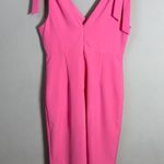 Julia Jordan V-Neck Tie Sheath Knee Length Dress Womens 12 Pink Bows Formal Chic Photo 10