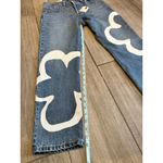 NEW Levi's 501 Crop Paint by Number Flower Wavy Lined Straight Jeans 28 x 26” Blue Photo 10