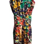 J. Crew Multicolored Brushstroke Silk Floral Abstract Sleeveless Dress Sz 2 Black Photo 1