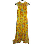 SALONI Silk Floral Dress Womens Size 2 Yellow RITA Flowy Ruffle Midi Dress * Photo 1
