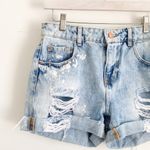 ZARA Basic Distressed Denim Shorts Y2K Photo 1