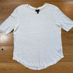 Who What Wear T shirt Winter White 100% linen crew neck shirt sleeve tee SZ XXL Photo 0